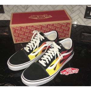 Vans Old Skool🔥 Black/White FLAME, men’s 10.5